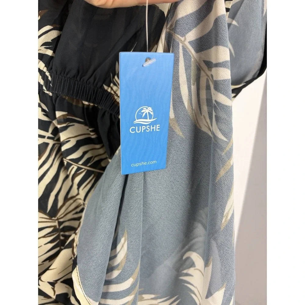 Cupshe Tropical Palm Cover Up Dress Medium NWT Leaf Beach Resort Swim Coverup